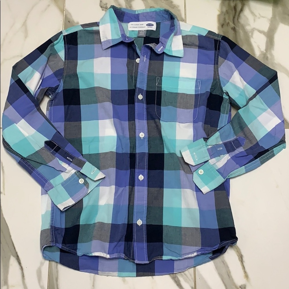 Old Navy blue plaid button down